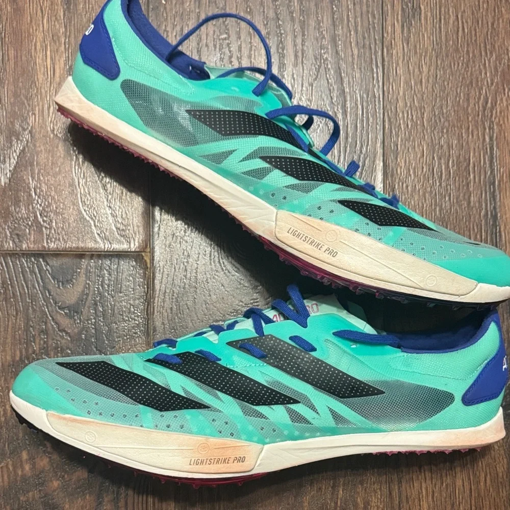 NWOT Adidas-Abizero Ambition - Men's Teal and Black Track Shoes - Size 11.5